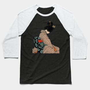 Japanese lady with blue and black obi - Vintage Ukiyo-e Art Baseball T-Shirt